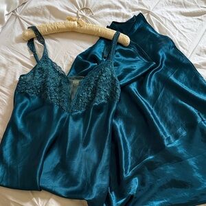 Victoria's Secret Teal Lace Slip Dress